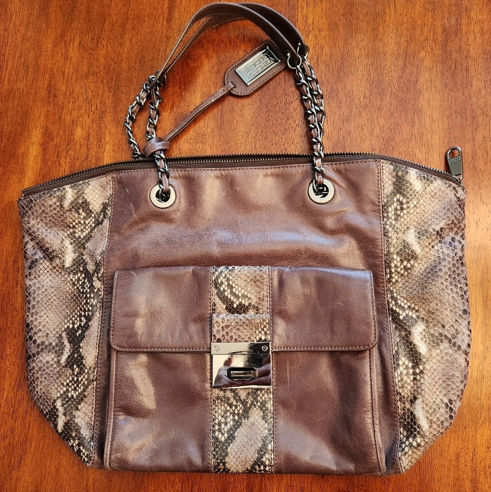 Brown and Snakeskin Badgley Mischka shoulder bag